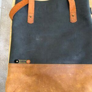 ladybuq Whiskey & Black Suede Hobo  Bag